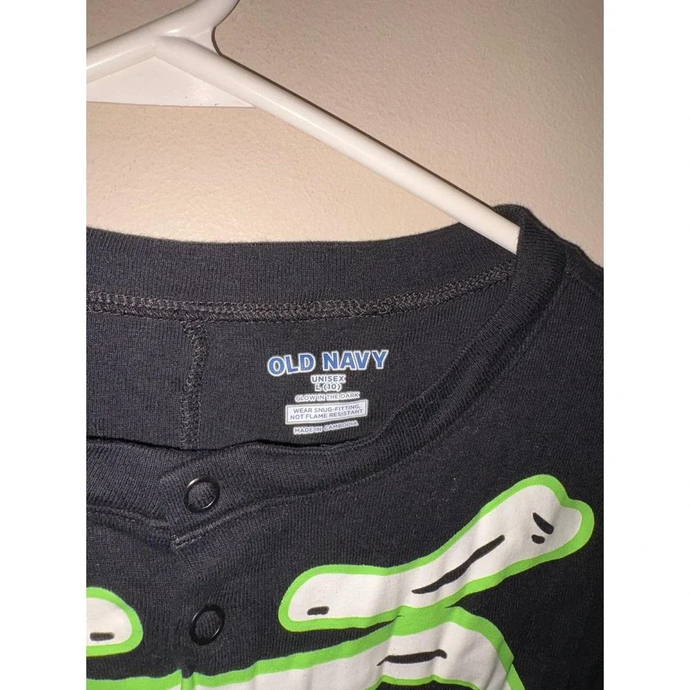 Old Navy Kids Unisex L 10 Skeleton Glow in the Dark Pajamas One Piece Costume